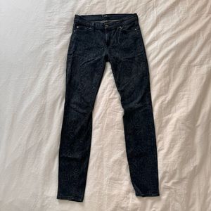 7 For All Mankind Black + Grey Snake Print Skinny Jeans, 98% Cotton Size 28